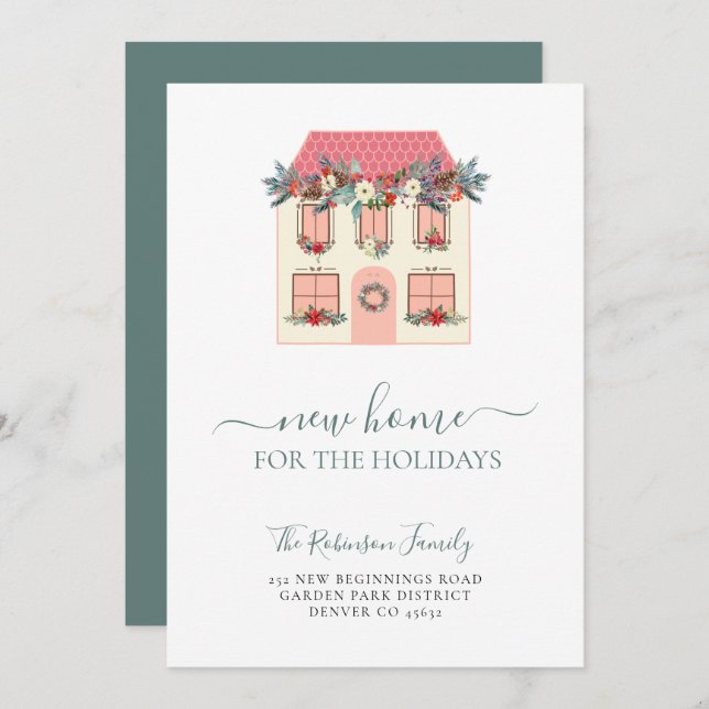 We've moved new home holiday Christmas moving Announcement (Front/Back)