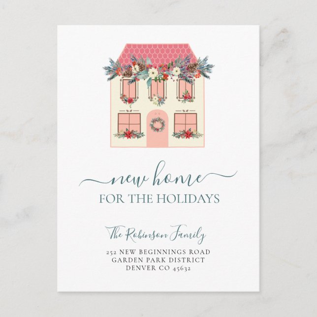 We've moved new home holiday Christmas moving Announcement Postcard (Front)