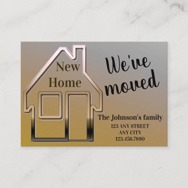 We've moved, new home, simple announcement card (Front)