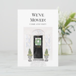 We've Moved New Home Watercolor Black Door Announcement