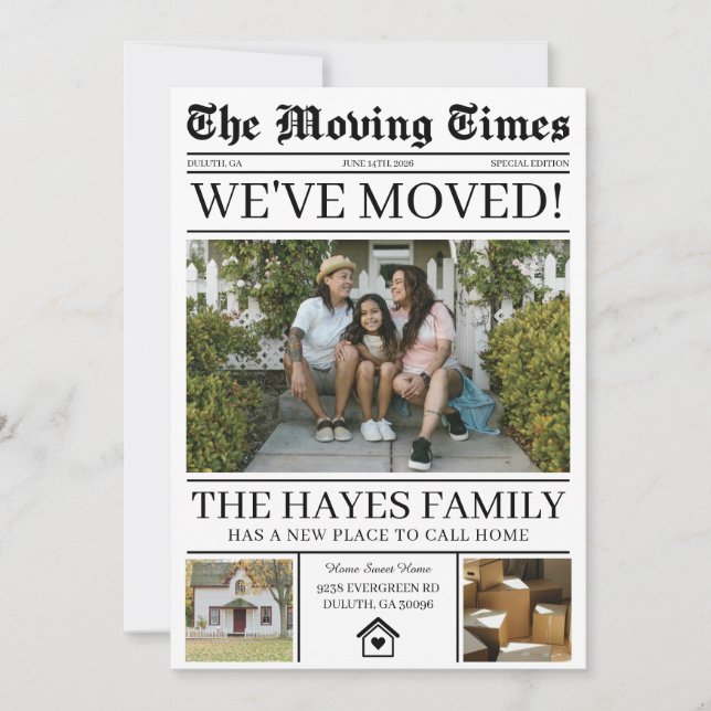 We've Moved Newspaper Moving Announcement (Front)
