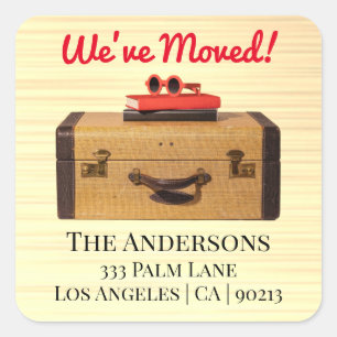 We've Moved, Old Suitecase, Return Address Square Sticker