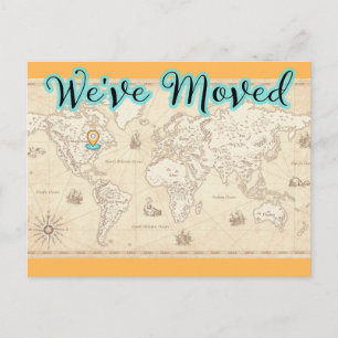 We've Moved Old Time Map with Modern Flare Postcard