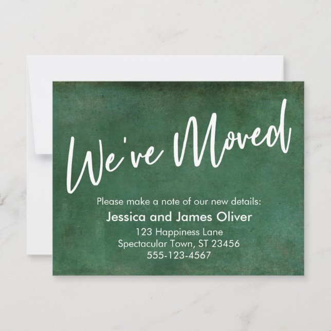 We've Moved on Green Grunge Announcement (Front)