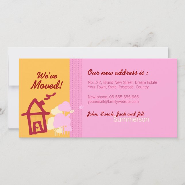 We've Moved Orange & Pink pastels Photo Card (Front)