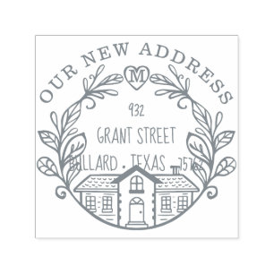 We've Moved Our New Address Home Laurel Wreath Self-inking Stamp