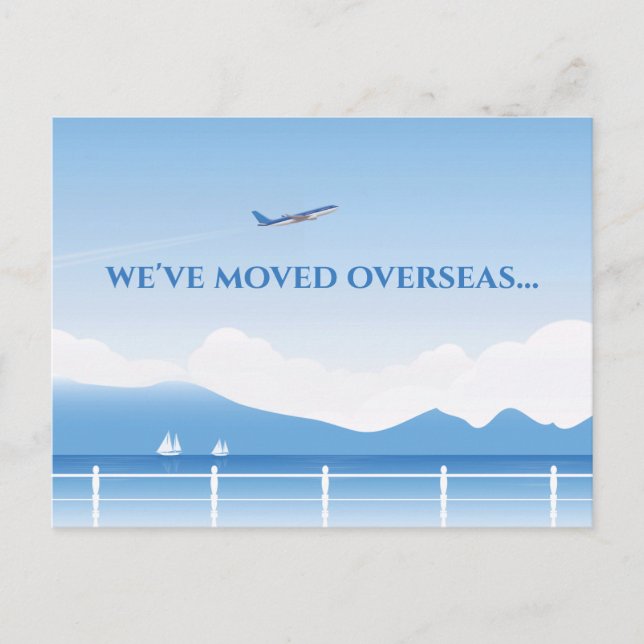 We've Moved Overseas New Country Address Moving Announcement Postcard (Front)