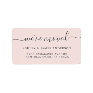 We've Moved Pastel Pink New Address label