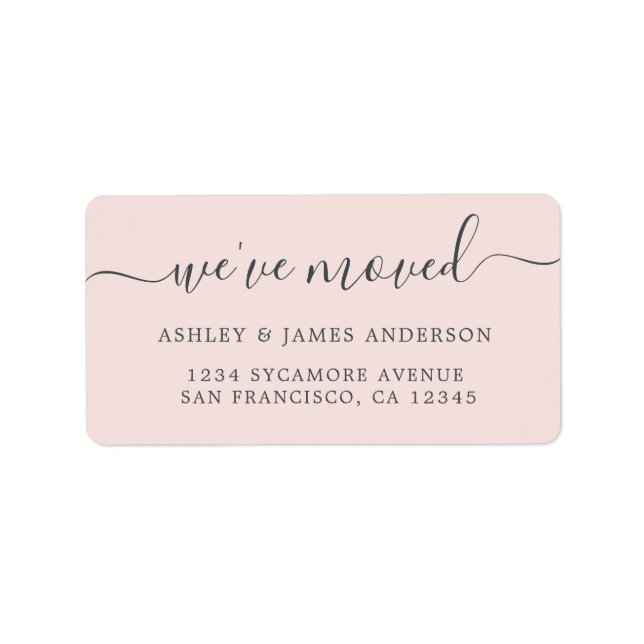 We've Moved Pastel Pink New Address label (Front)