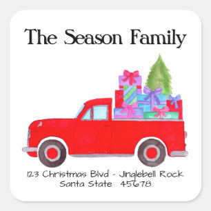 We've Moved Pickup truck Christmas Gifts Square Sticker