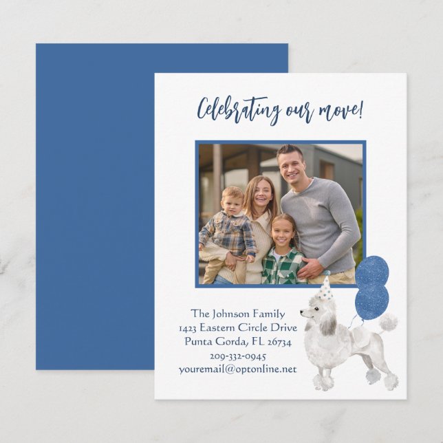 We've Moved Poodle Family Photo Budget   Announcement (Front/Back)