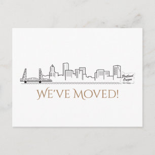 We've Moved Portland City Skyline Announcement Postcard