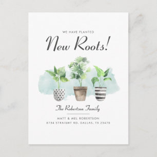 We've Moved Potted Plants New Roots Moving Announcement Postcard