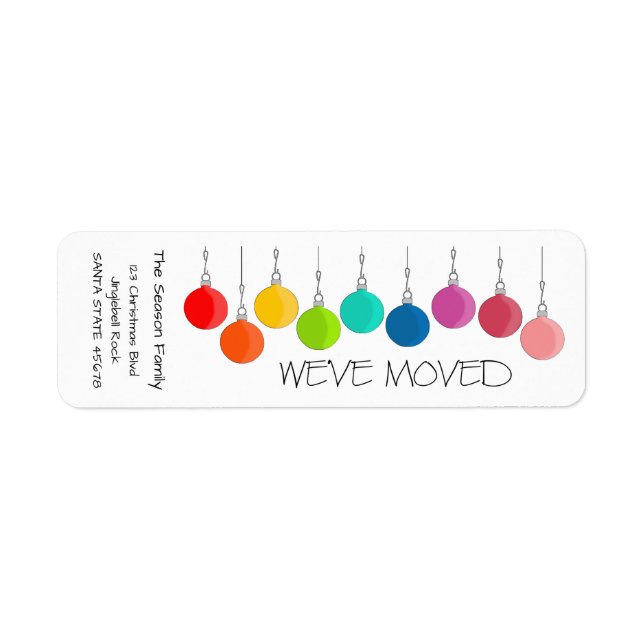 We've Moved Rainbow Christmas baubles (Front)