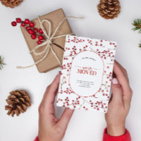 We've Moved Red Berry Announcement Postcard