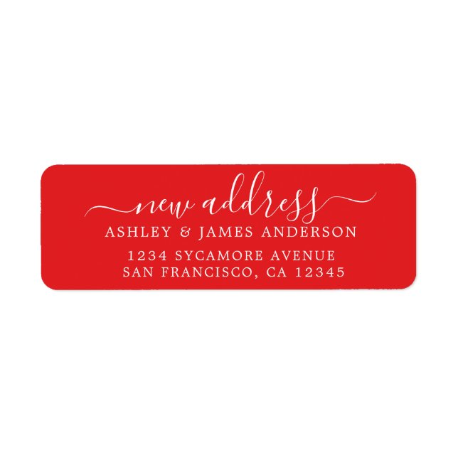 We've Moved Red New Address label (Front)