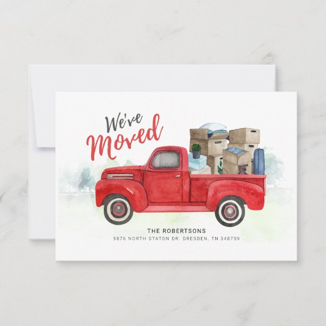 We've Moved Red Truck Moving Address Premium Announcement (Front)