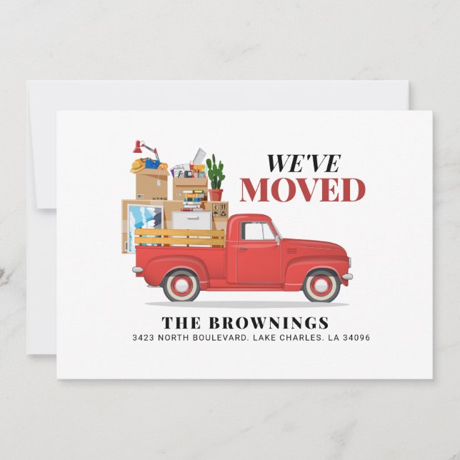 We've Moved Red Truck Moving Announcement (Front)