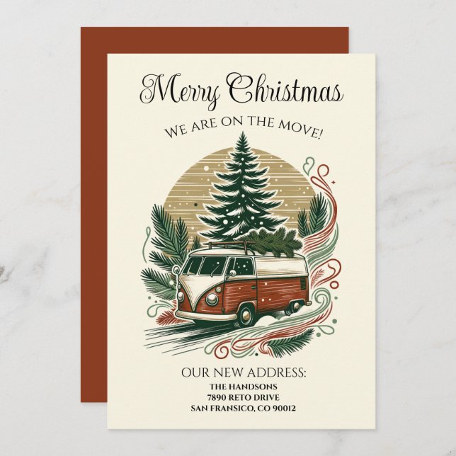 We've Moved Retro Christmas Invitation (Front/Back)