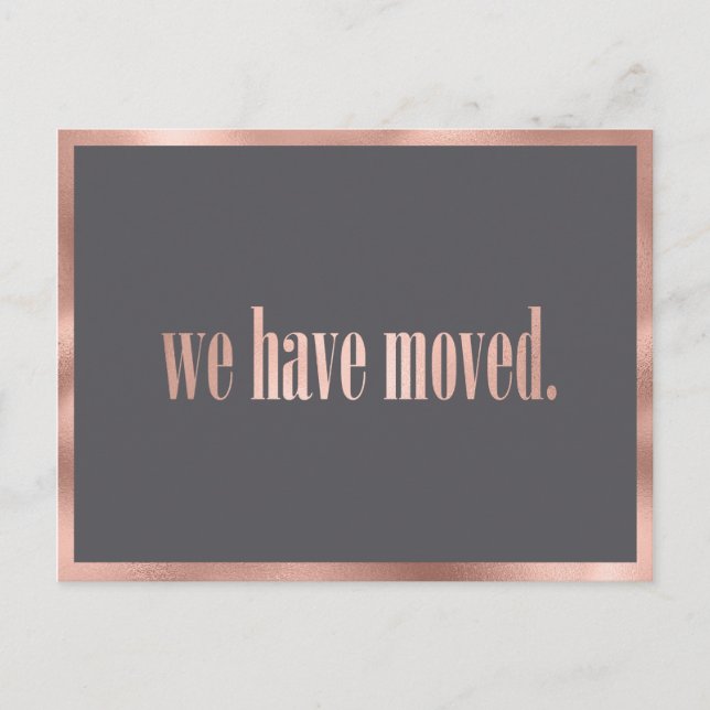 We've Moved Rose Gold Photo Moving Announcement Postcard (Front)