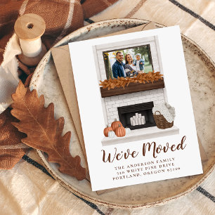 We've Moved Rustic Fall Farmhouse Fireplace Moving Announcement