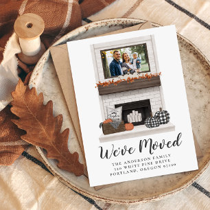 We've Moved Rustic Fall Farmhouse Fireplace Moving Announcement