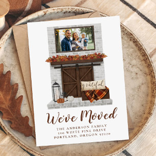 We've Moved Rustic Fall Farmhouse Fireplace Moving Announcement