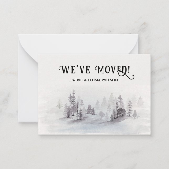 We've Moved Rustic Watercolor Forest  Card (Front)