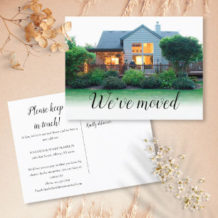 We've Moved Script New Home Address Photo Announcement Postcard