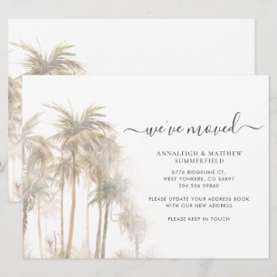 We've Moved Script Palm Trees Watercolor Moving Announcement