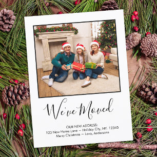 We've Moved Simple Photo Plaid Holiday Moving Card