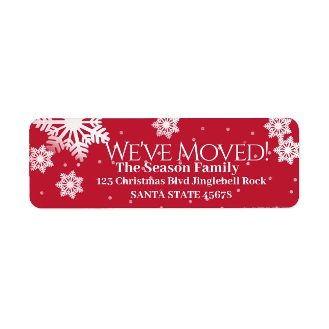 We've Moved Snowflake Holiday Label (Front)