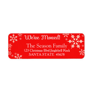 We've Moved snowflake holiday Label
