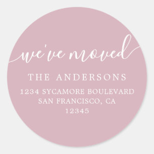 We've Moved Soft Mauve New Address label