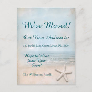 We've Moved Starfish Ocean Beach Vintage Coastal Postcard