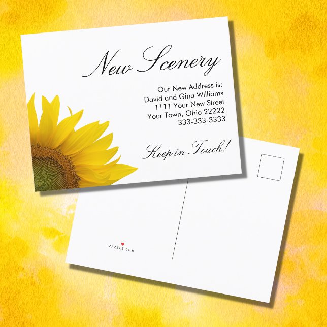 We've Moved Sunflower  Announcement Postcard (Creator Uploaded)
