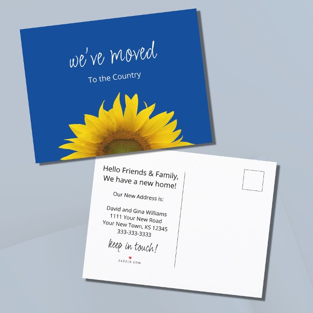 We've Moved Sunflower Blue New Home  Announcement Postcard (Creator Uploaded)