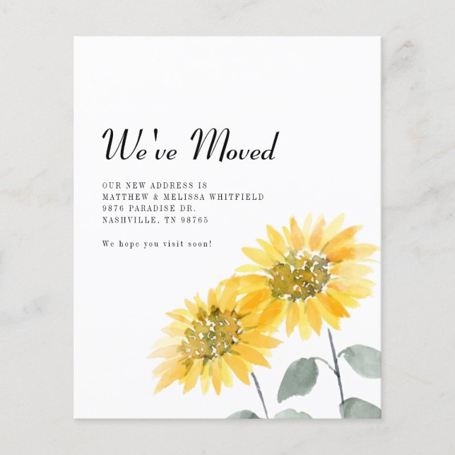 We've Moved Sunflower Moving Announcement (Front)