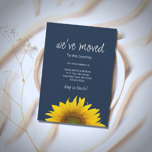 We've Moved Sunflower Navy Blue Moving Announcement