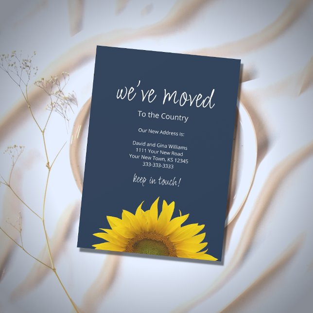 We've Moved Sunflower Navy Blue Moving  Announcement (Creator Uploaded)