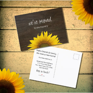 We've Moved Sunflower Rustic Wood New Home  Announcement Postcard