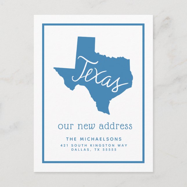 We've Moved | Texas Typography Holiday Postcard (Front)