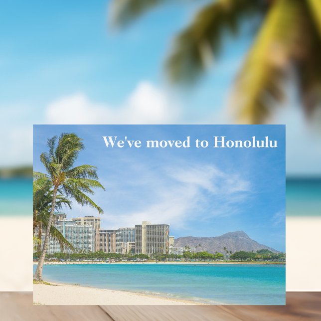 We've Moved to Honolulu Beach Photo Custom Moving Announcement (Creator Uploaded)