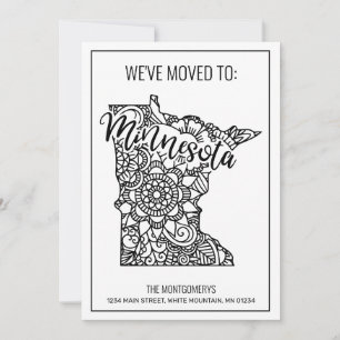 We've Moved To Minnesota State Floral Mandala Home Announcement