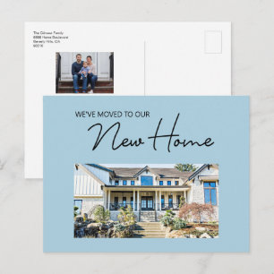We've moved to New Home Moving photos blue Holiday Postcard