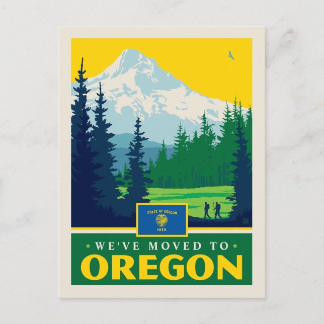 We've Moved To Oregon Invitation Postcard (Front)