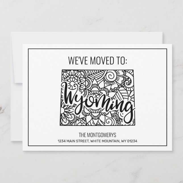 We've Moved To Wyoming State Floral Mandala Announcement (Front)