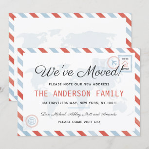 We've Moved Travel Postcard Invitation Card