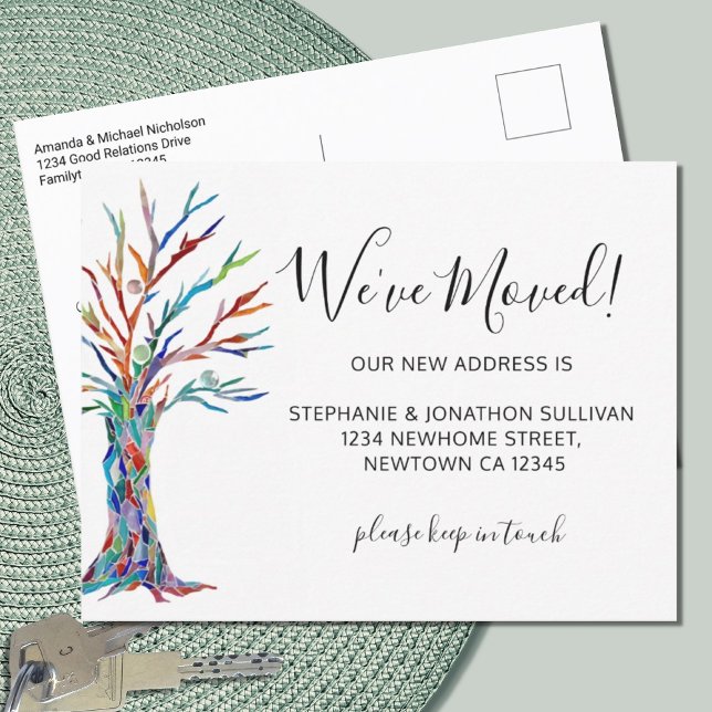 We've Moved Tree Announcement Postcard. Postcard (Creator Uploaded)