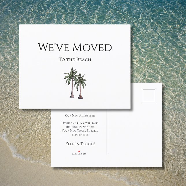 We've Moved Tropical Palm Trees Moving  Announcement Postcard (Creator Uploaded)